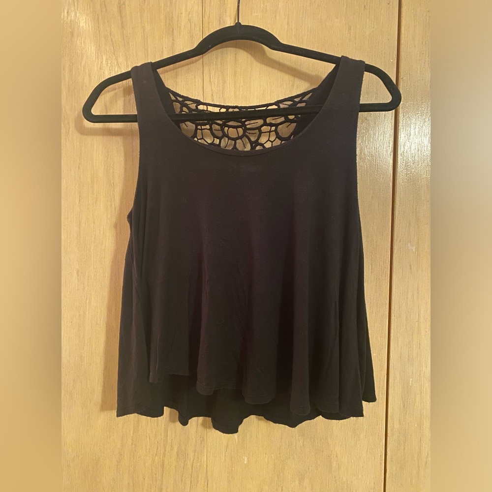 Women’s Monteau Black Floral Lace Tank Top - Size M